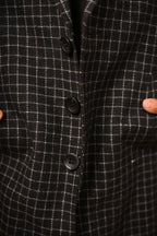 baraqah black with white line check winter overcoat for men