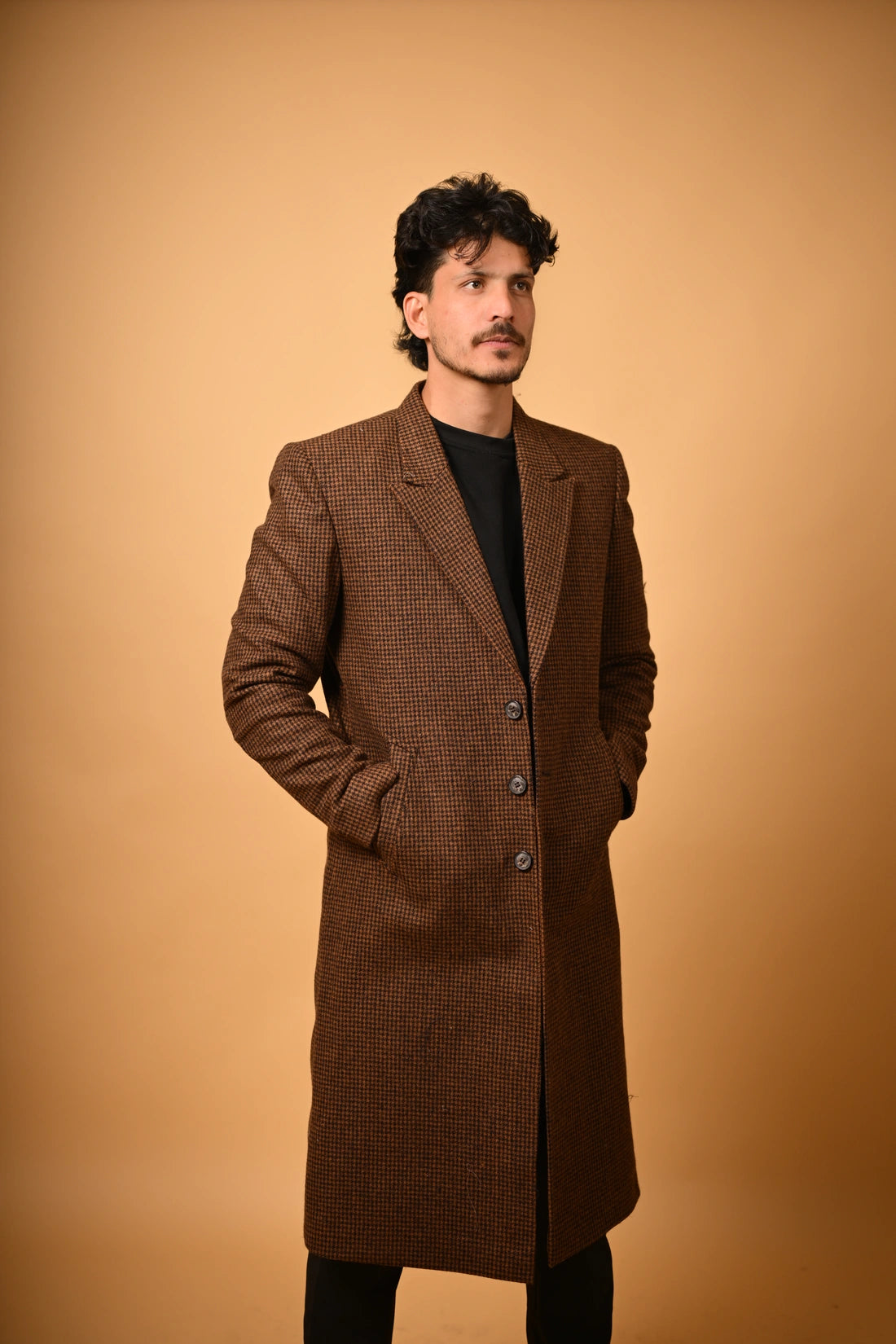 baraqah Coffee Brown winter overcoat for men