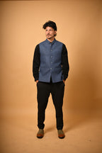 Deep Navy Blue Woollen Waistcoat for men 

