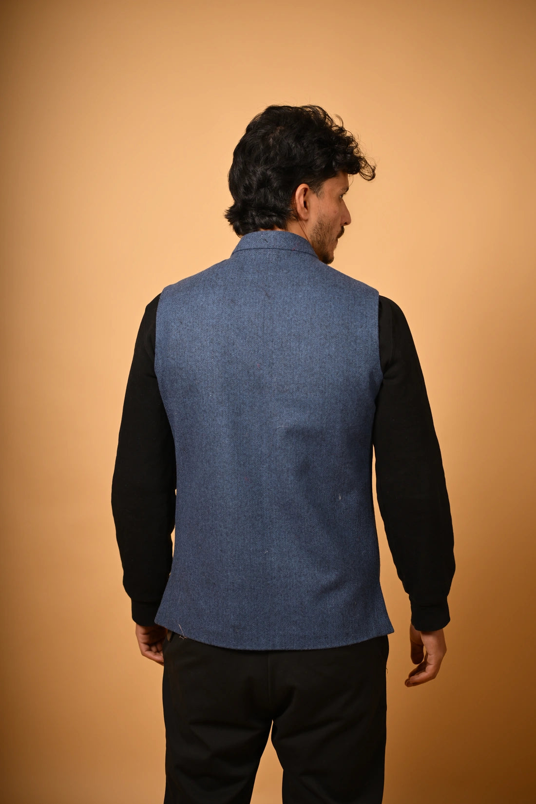 Deep Navy Blue Woollen Waistcoat for men 
