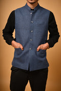 Deep Navy Blue Woollen Waistcoat for men 
