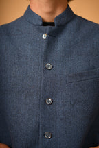 Deep Navy Blue Woollen Waistcoat for men 
