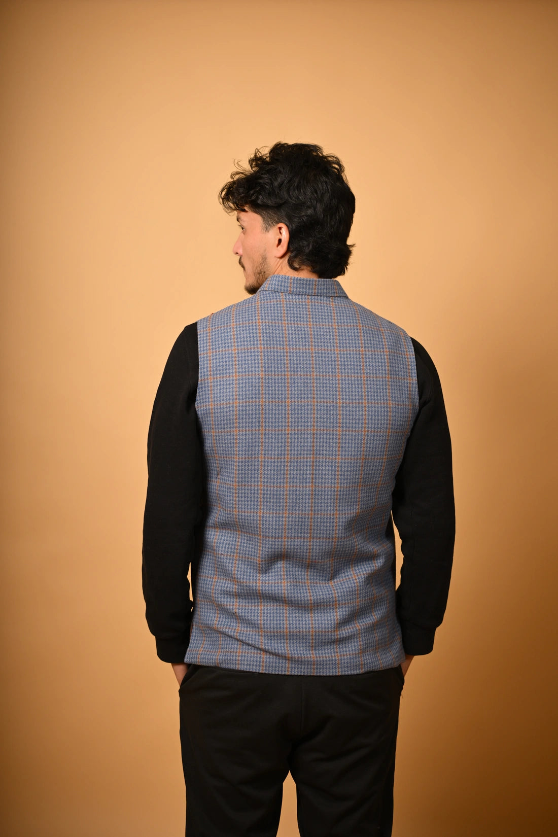 Dusty Blue Woollen Waistcoat for men 