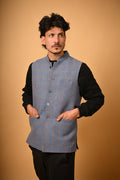 Dusty Blue Woollen Waistcoat for men 
