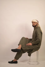 olive green color summer kurta pajama for men 