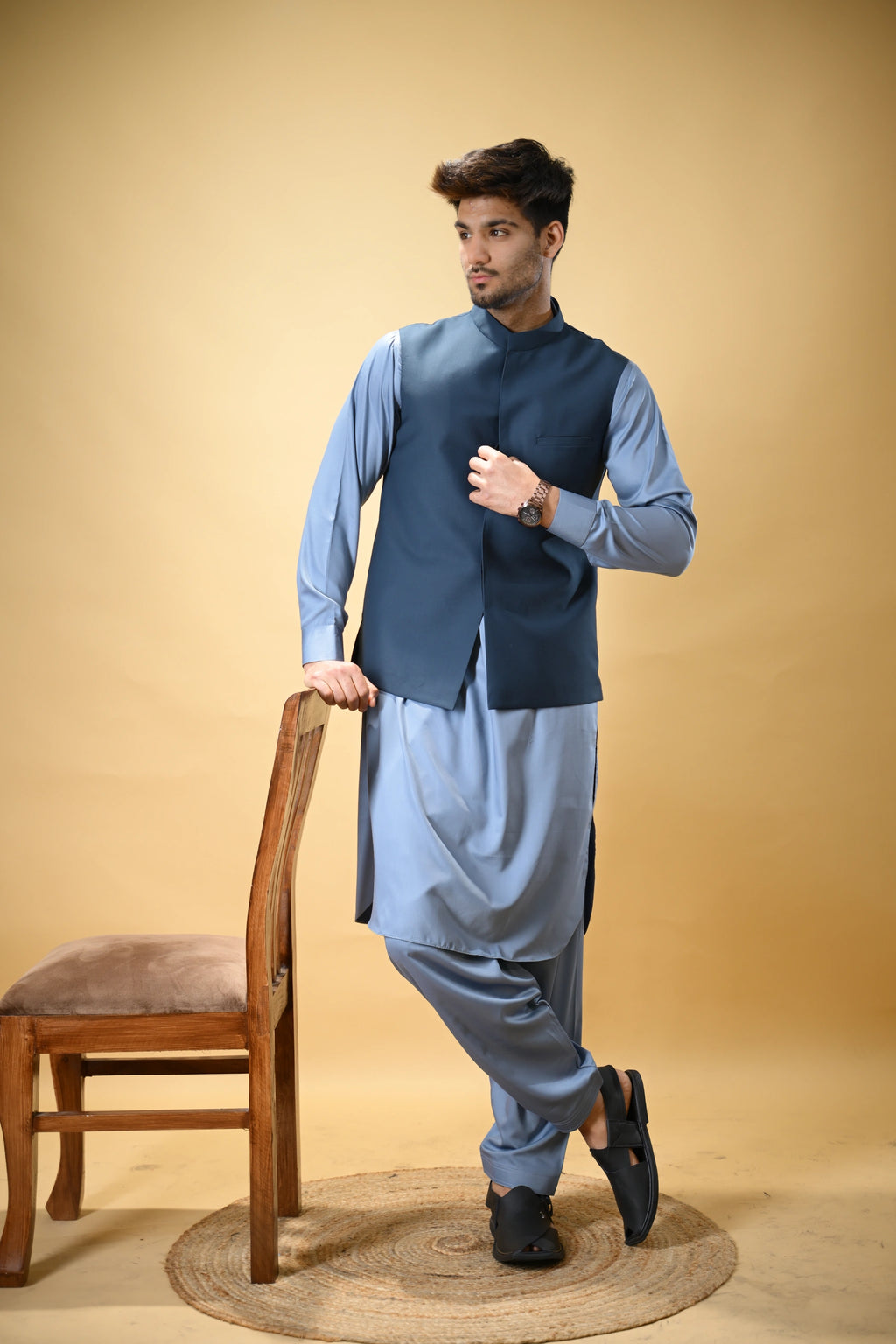 Dark Blue Bandgala Waistcoat