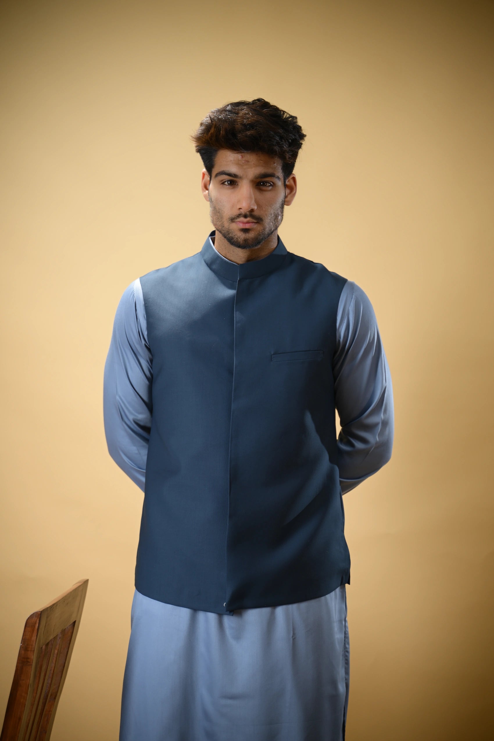 Dark Blue Bandgala Waistcoat