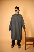 baraqah dark grey winter kashmiri traditional pheran for men 