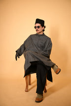baraqah dark grey winter kashmiri traditional pheran for men 