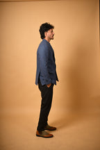 deep navy solid winter blazer for men