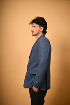 deep navy solid winter blazer for men