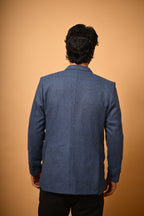 deep navy solid winter blazer for men