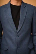 deep navy solid winter blazer for men