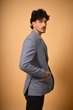dusty blue winter blazer for men