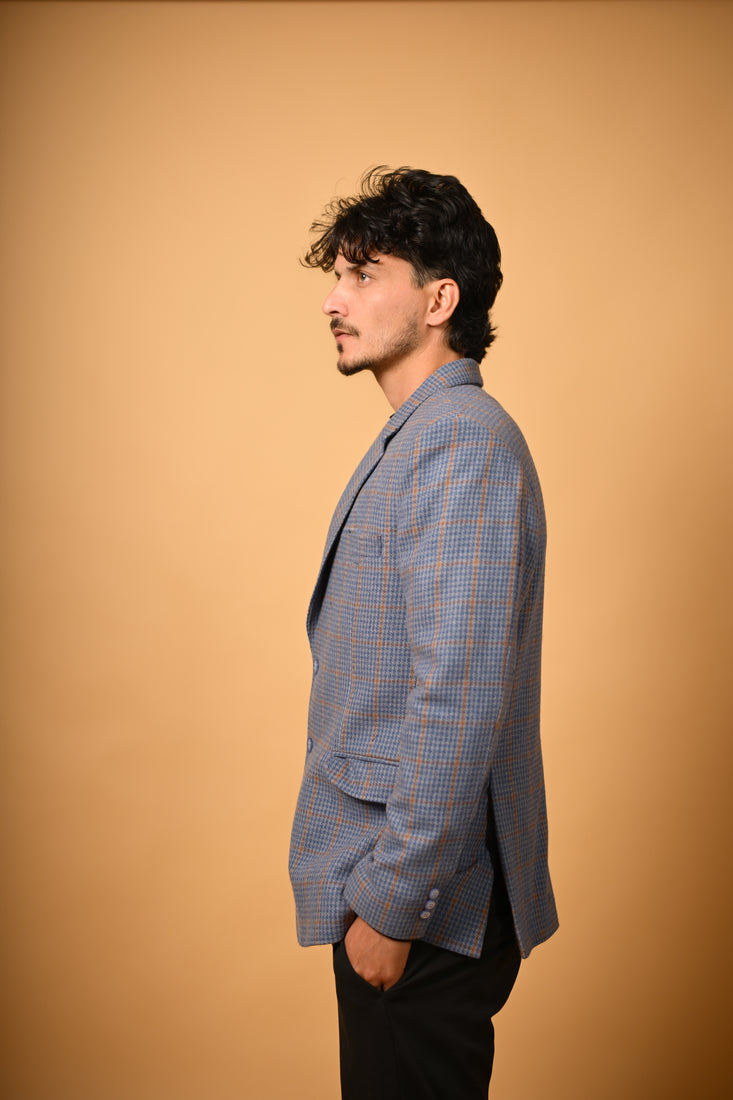 dusty blue winter blazer for men