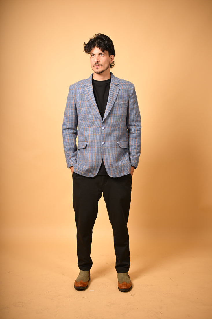 dusty blue winter blazer for men