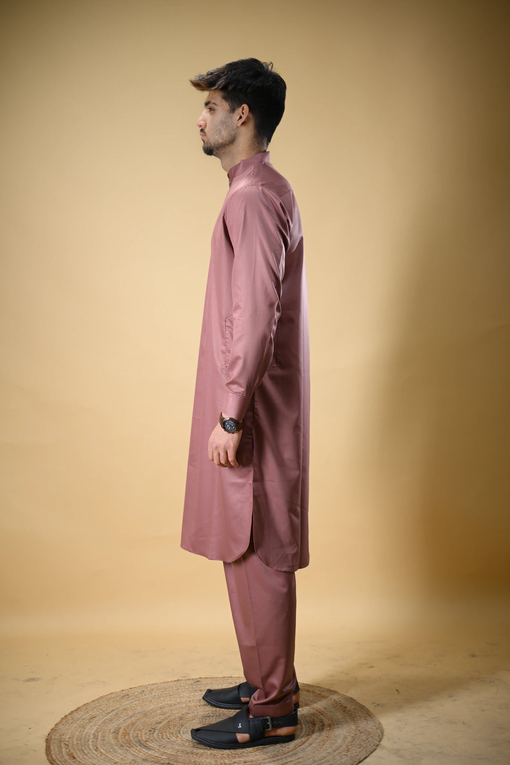 Dusty Rose Luma Mandarin Collar Kameez Shalwar