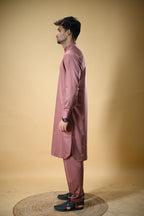 Dusty Rose Luma Mandarin Collar Kameez Shalwar