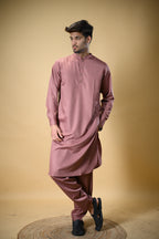 Dusty Rose Luma Mandarin Collar Kameez Shalwar