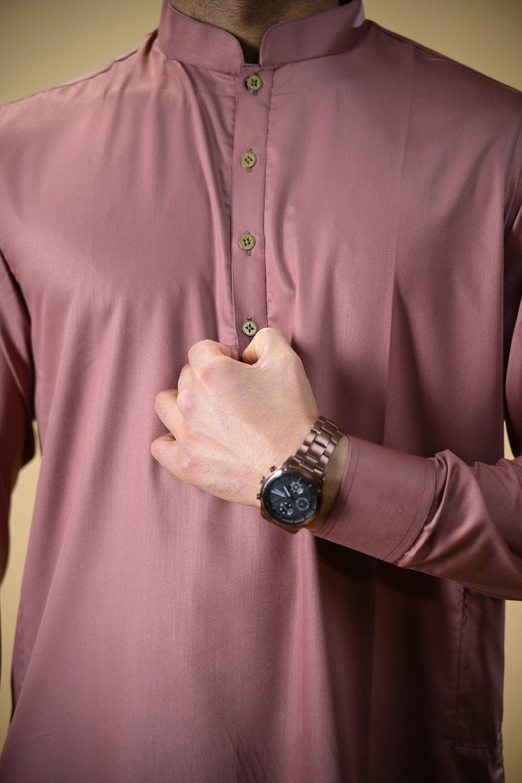 Dusty Rose Luma Mandarin Collar Kameez Shalwar