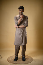 Earthy Brown Luma Shirt Collar Kameez Shalwar