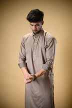 Earthy Brown Luma Shirt Collar Kameez Shalwar
