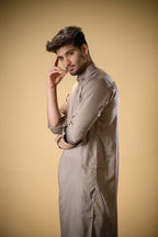 Earthy Brown Luma Shirt Collar Kameez Shalwar