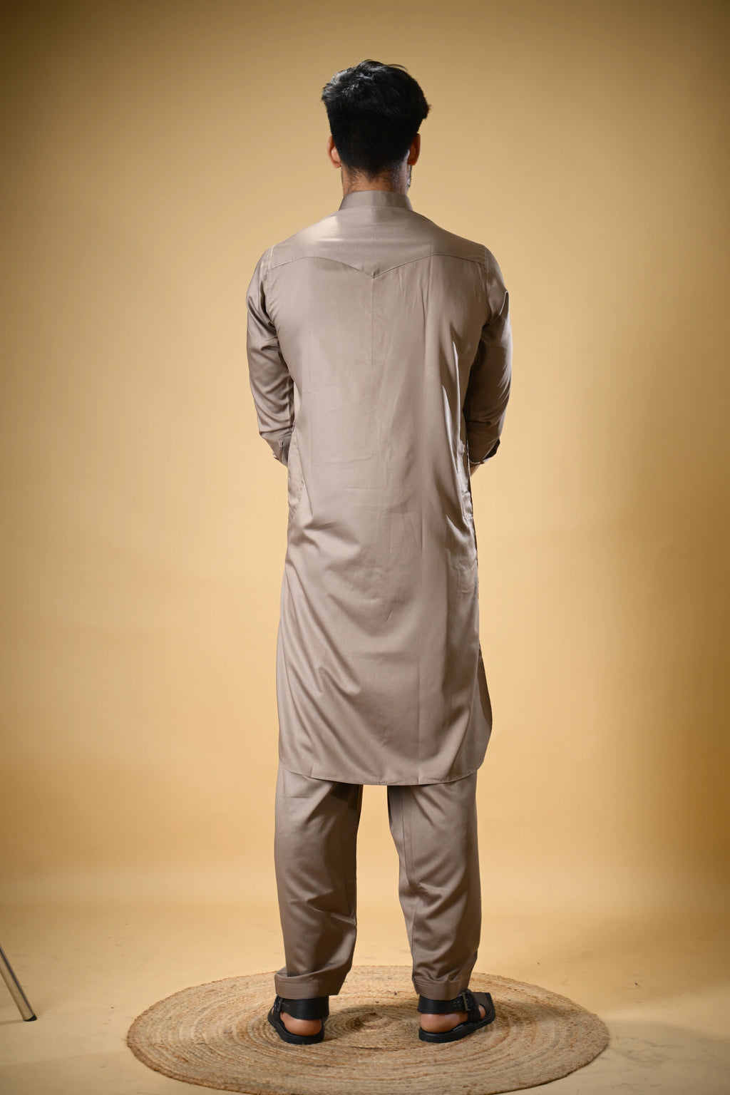 Earthy Brown Luma Shirt Collar Kameez Shalwar