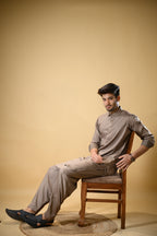 Earthy Brown Luma Shirt Collar Kameez Shalwar