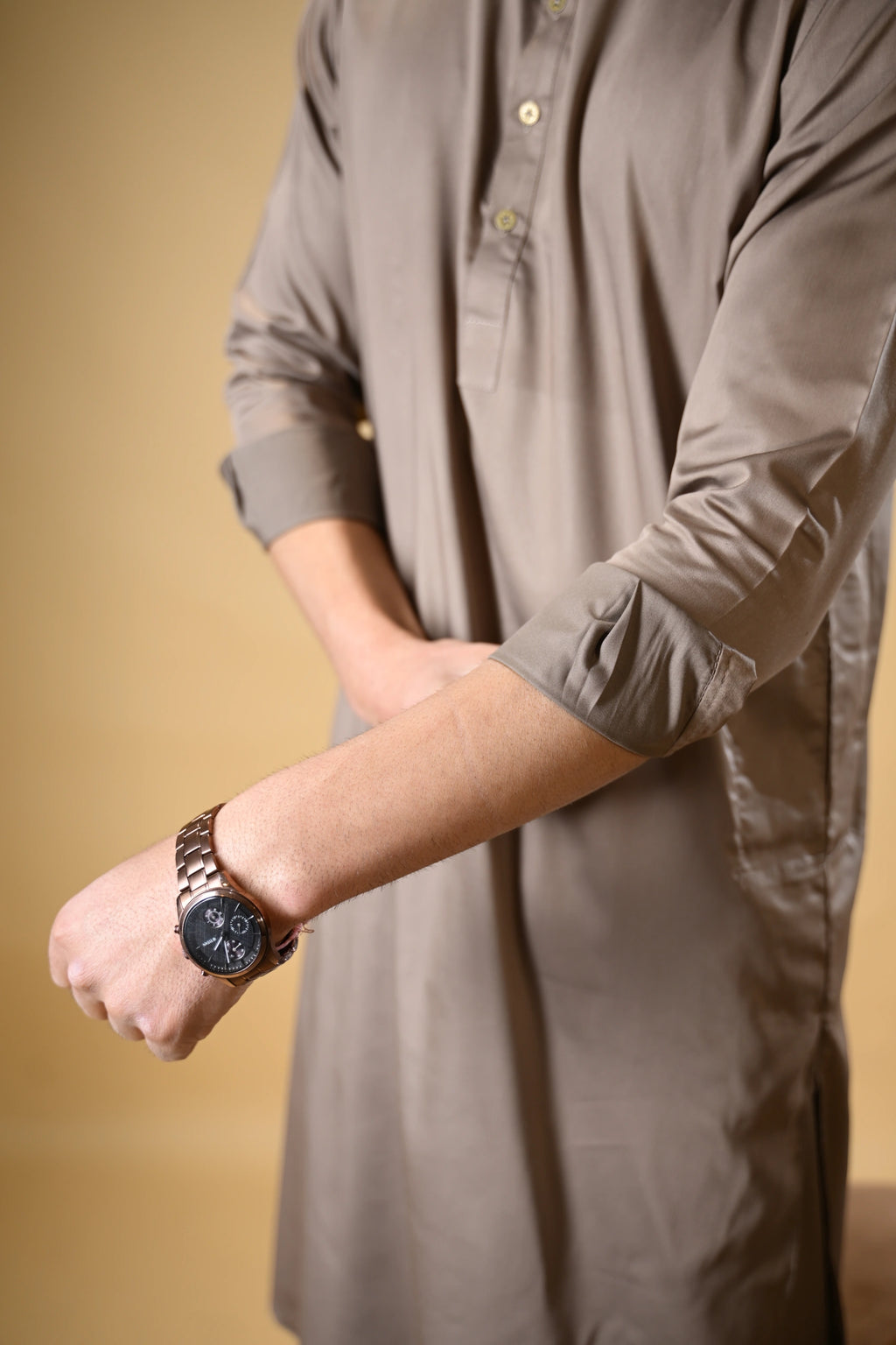 Earthy Brown Luma Shirt Collar Kameez Shalwar