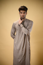 Earthy Brown Luma Mandarin Collar Kameez Shalwar
