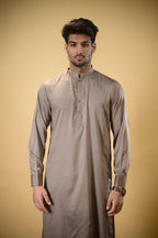 Earthy Brown Luma Mandarin Collar Kameez Shalwar