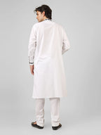 black embroidered white kurta pajama for men