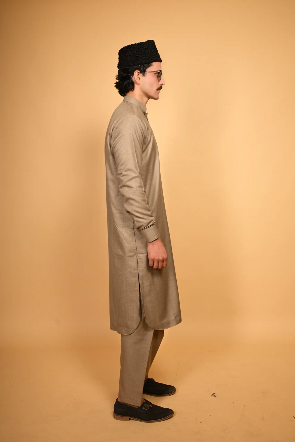 fawn  jackan winter kameez shalwaar for men