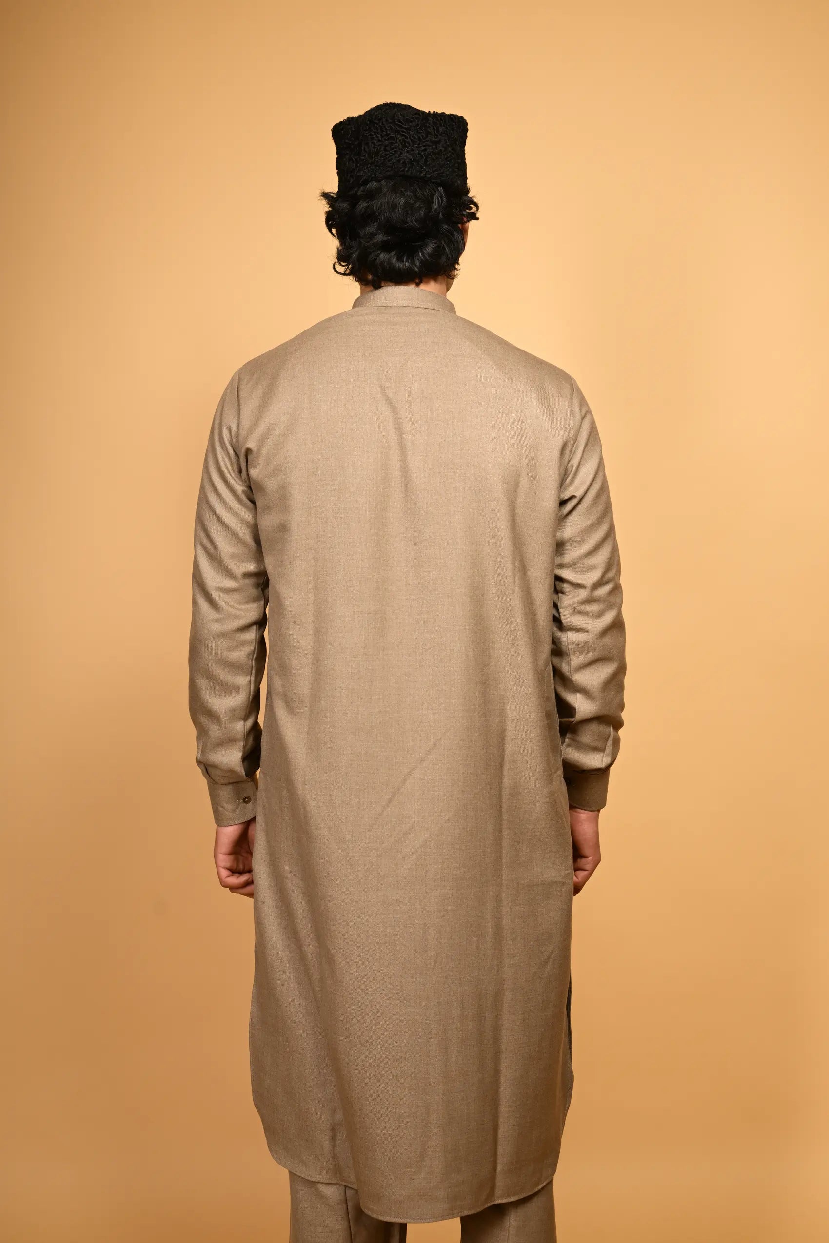 fawn  jackan winter kameez shalwaar for men