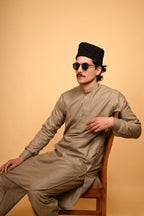 fawn  jackan winter kameez shalwaar for men
