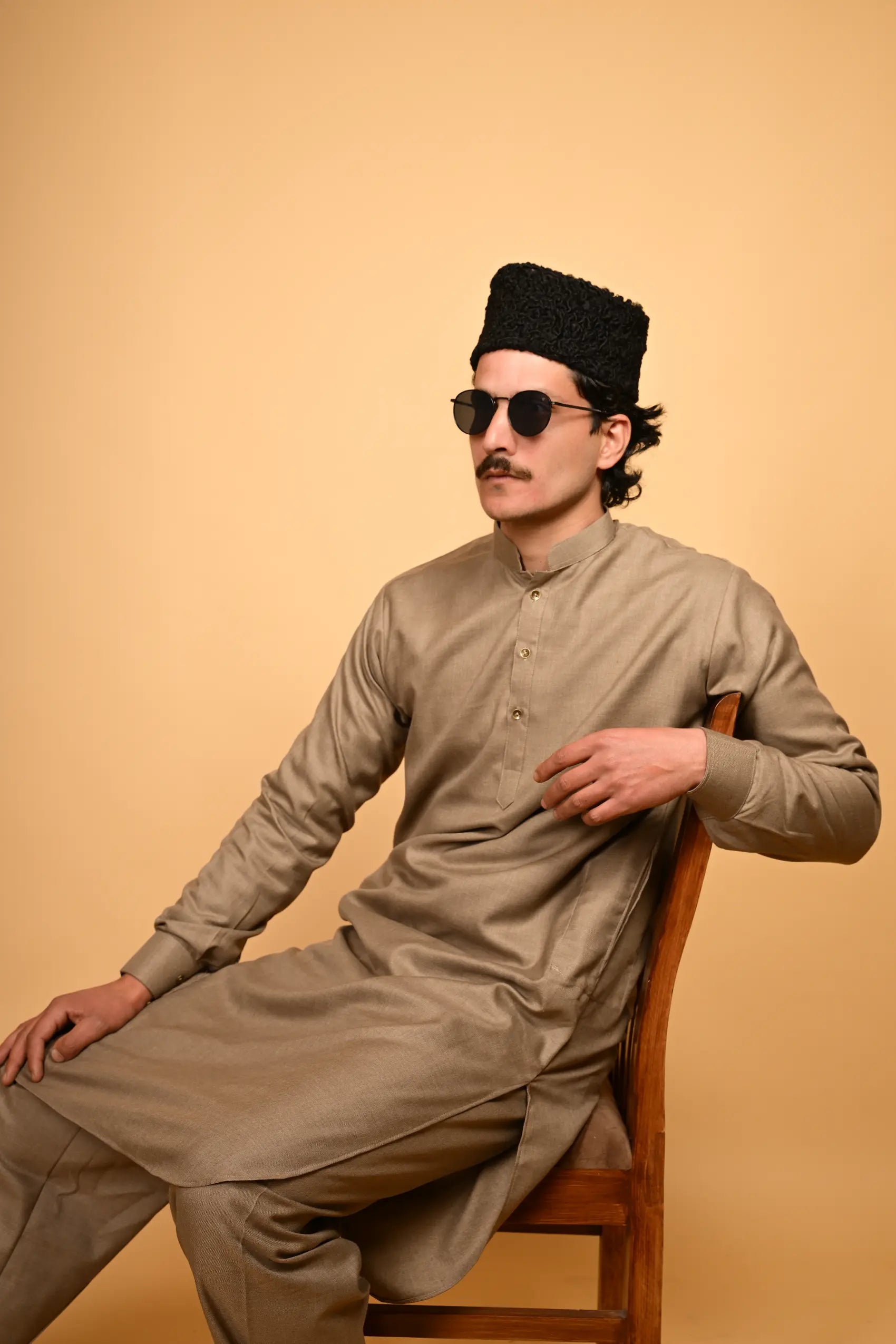 fawn  jackan winter kameez shalwaar for men