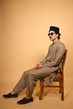 fawn  jackan winter kameez shalwaar for men