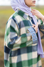 Soft Green Checked kashmiri Traditional female winter Pheran
