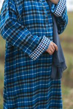 baraqah female blue checked winter pheran 