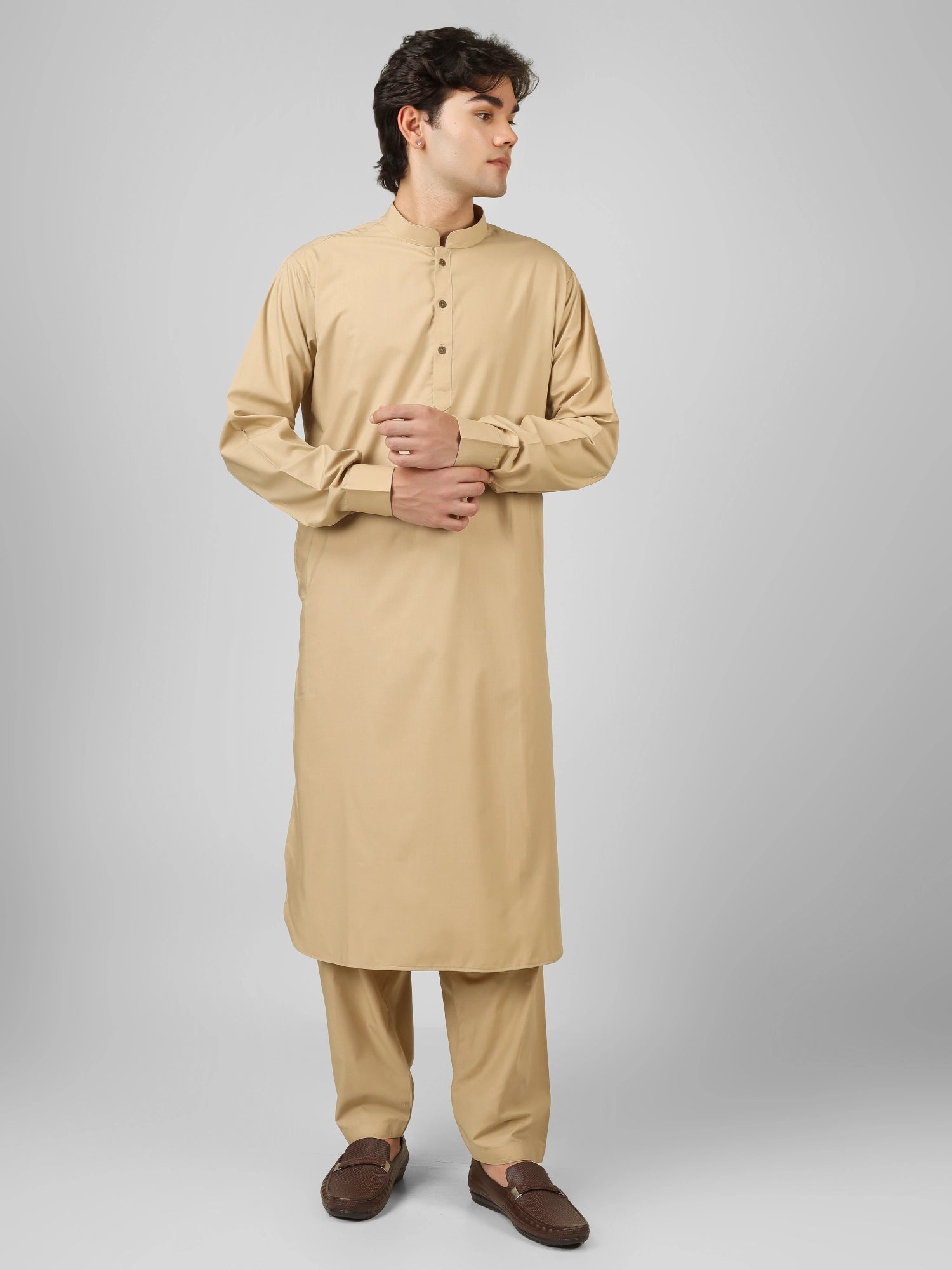 flax cream kameez shalwaar for men