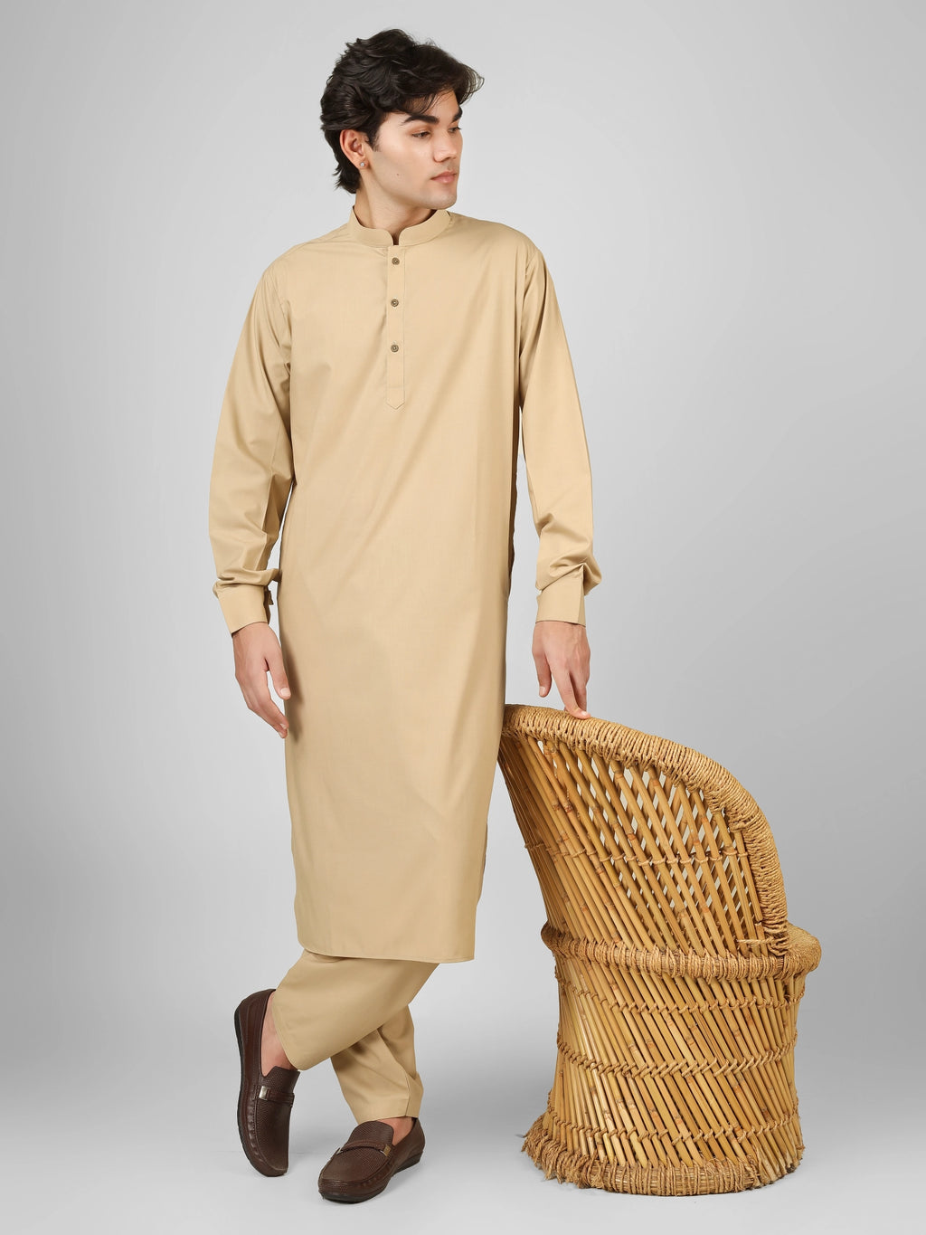 flax cream kameez shalwaar for men
