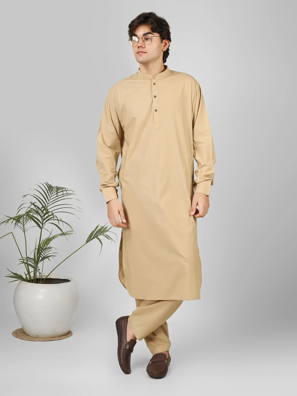 flax cream kameez shalwaar for men