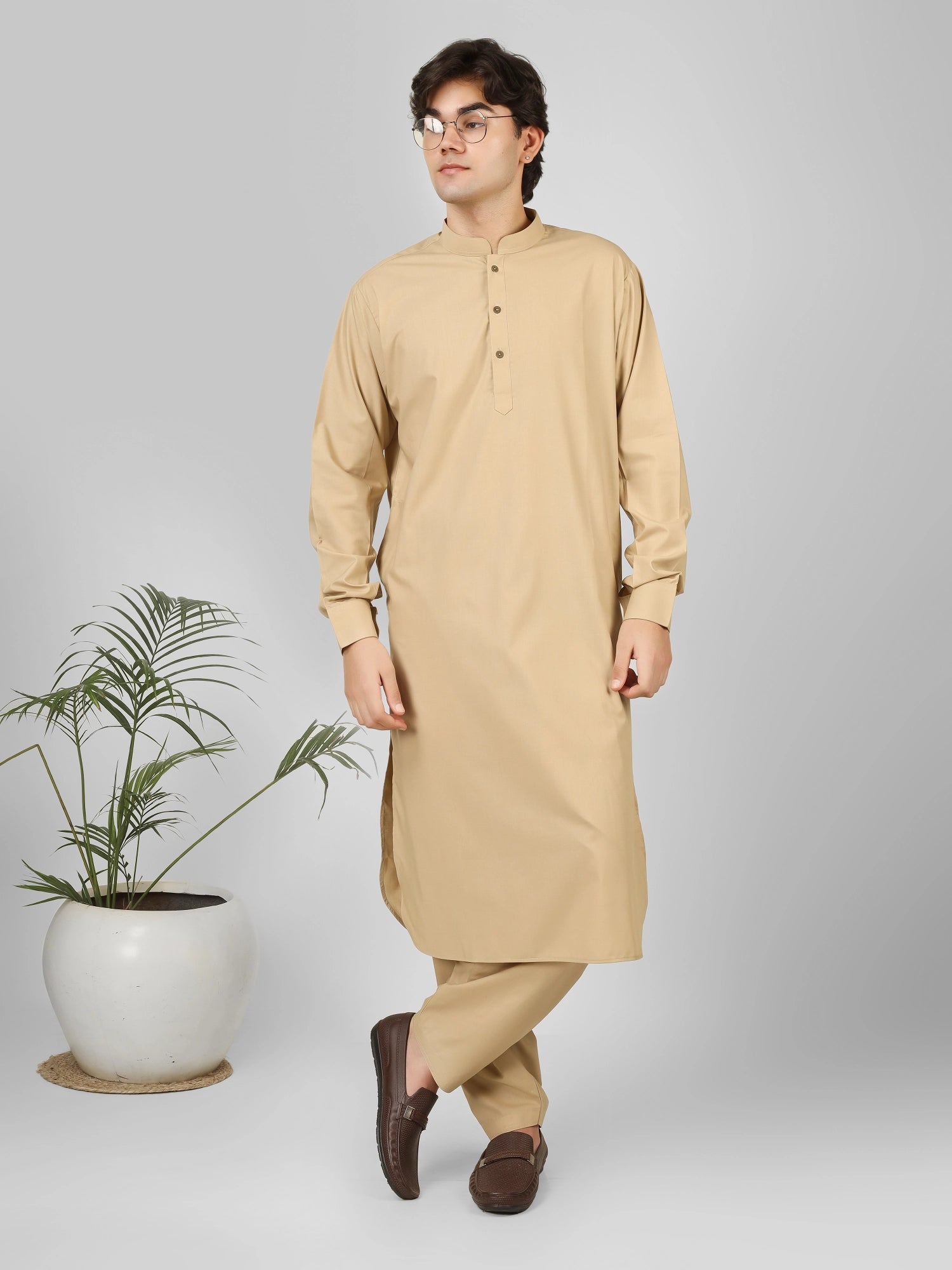 flax cream kameez shalwaar for men