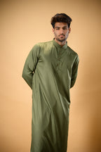Forest Green Luma Mandarin Collar Kameez Shalwar
