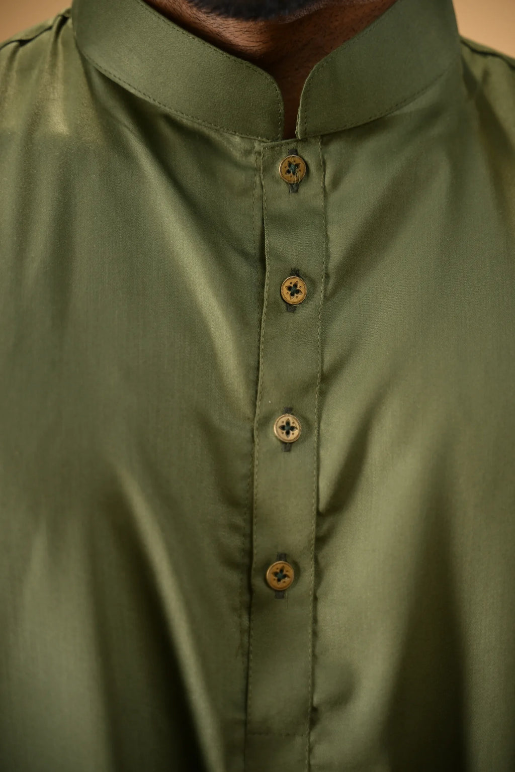 Forest Green Luma Mandarin Collar Kameez Shalwar
