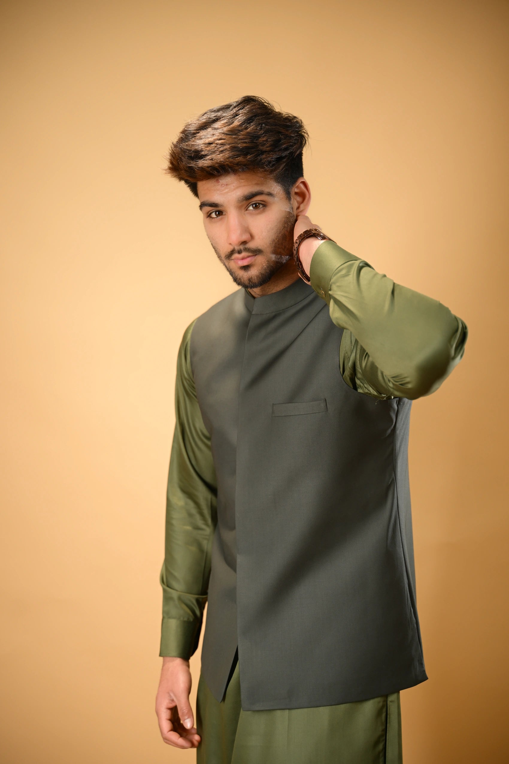 Forest Green Bandgala Waistcoat