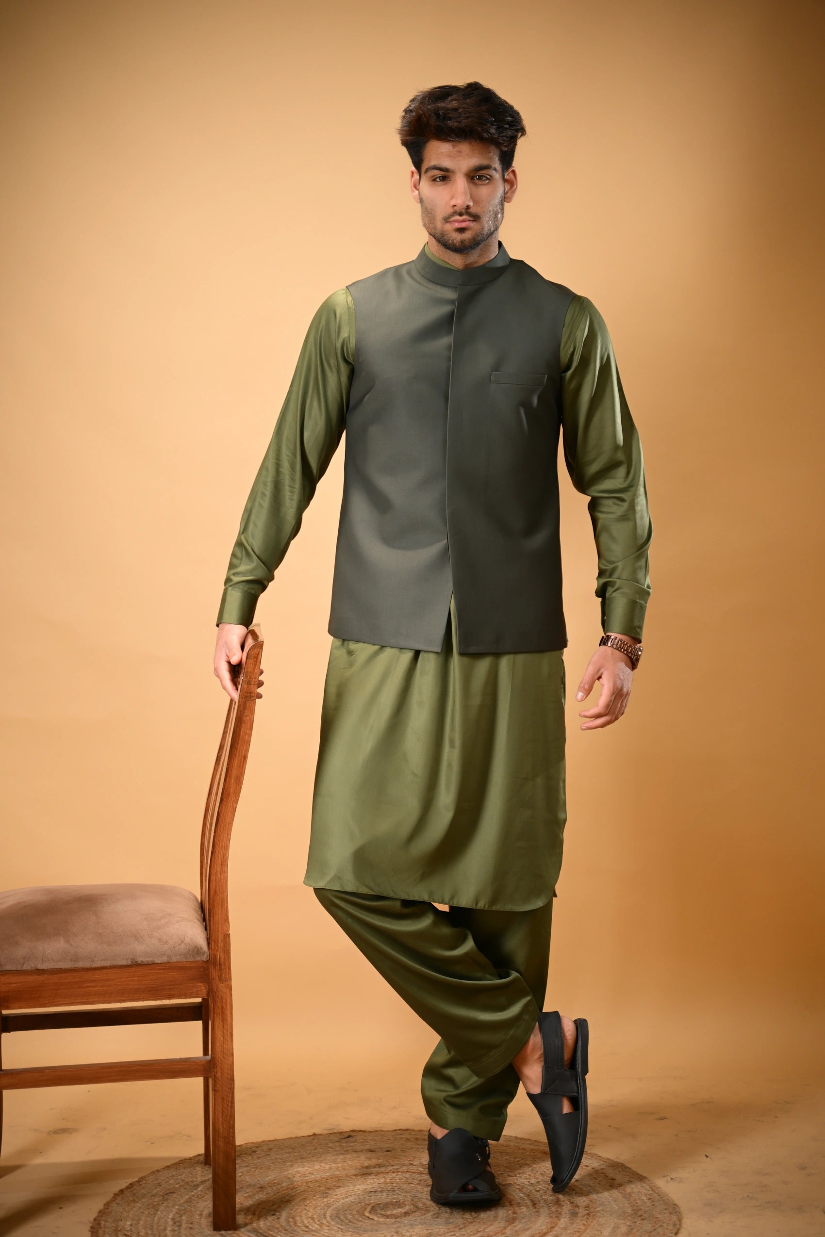 Forest Green Bandgala Waistcoat