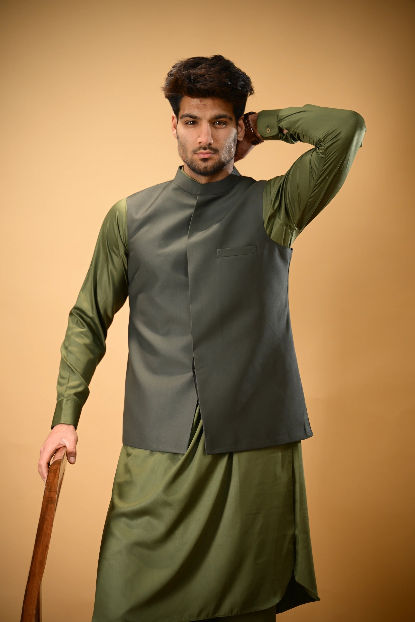 Forest Green Bandgala Waistcoat