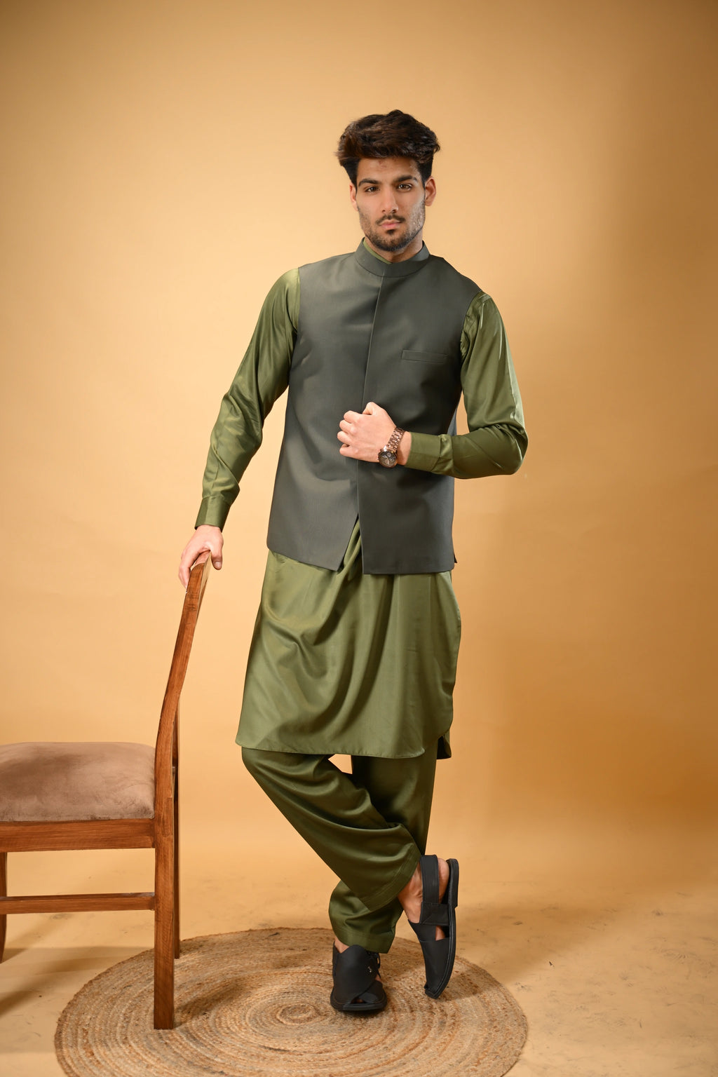 Forest Green Bandgala Waistcoat